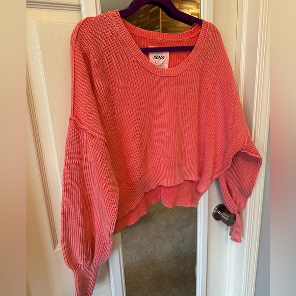 EUC🧡Aerie Beyond Cropped Sweater S Haute Coral - Picture 6 of 9